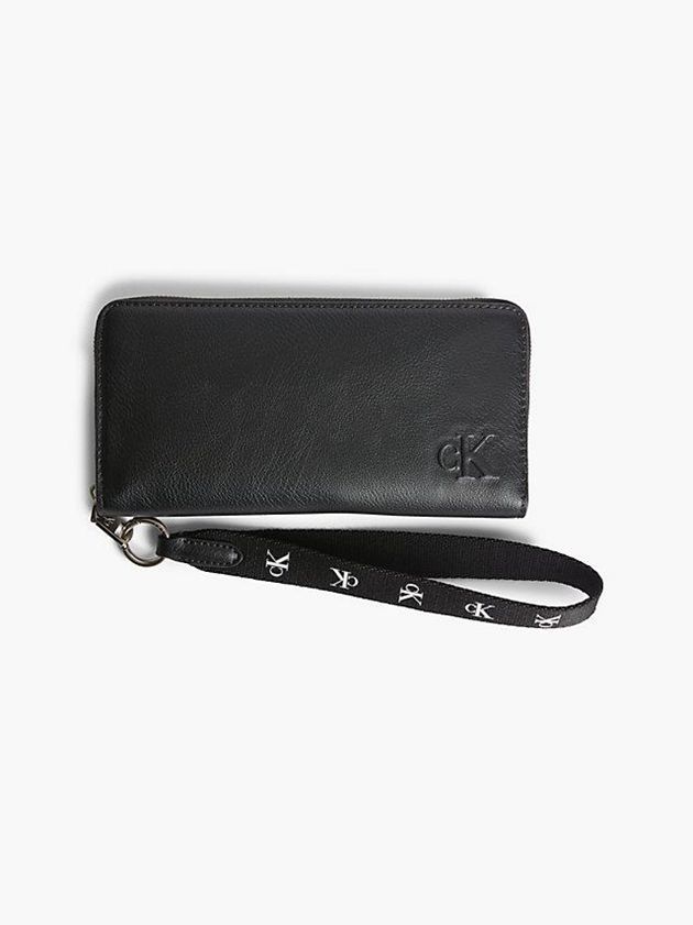 Calvin Klein USA Recycled Zip Around With Strap Womens Wallet Black 7430912-TG